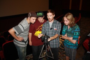 Point Loma High Students, Clinton St. Clair, Cody Binggeli and Ryan Lancaster Connect with program host Jared Callahan at San Diego Film Festival. Photo S. Valle