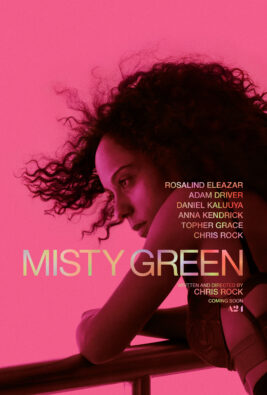 Promotional image from A24's Misty Green, starring Rosalind Eleazar and Chris Rock.