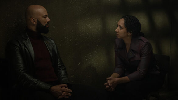 Robert Sims and Camille Sims talk while Robert is imprisoned in Silo 18. Apple TV